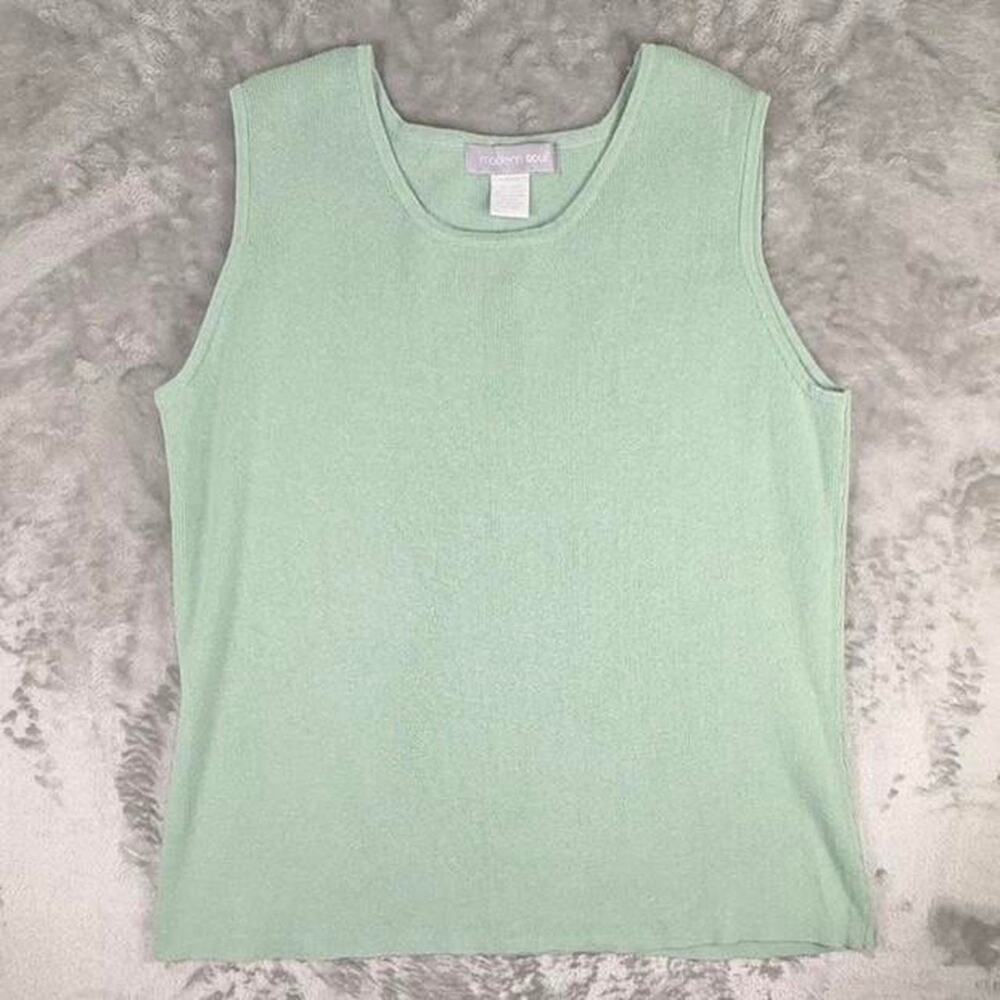 Modern Soul Women’s Pale Green Knit Ribbed Tank Top Size Large